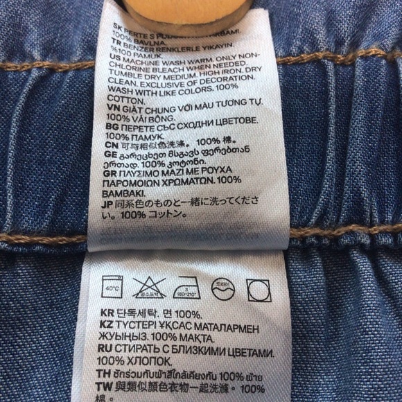 H&M High waist tie chambray denim shorts size 6 - Picture 7 of 11